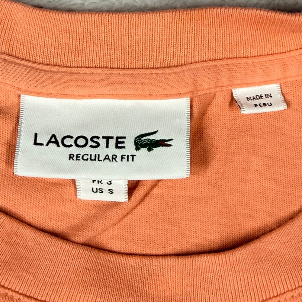 Lacoste Salmon Pink Spellout Patch Mens S/S Cotton T Shirt‎